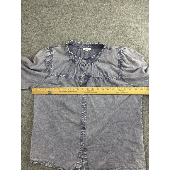 Rails Shirt Womens Large Blue Camille Sapphire Acid Wash Ruffle Button - Picture 4 of 6